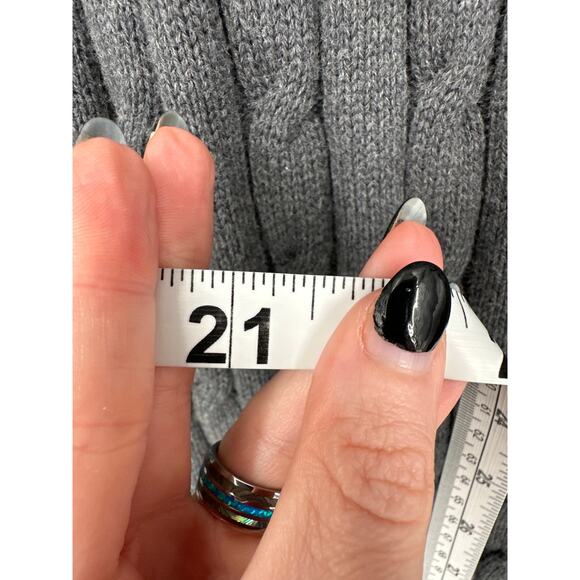 Lyle Scott Sweater Mens Medium Gray Cable Knit 1/4 Zip Pullover Combed Cotton - Picture 6 of 6